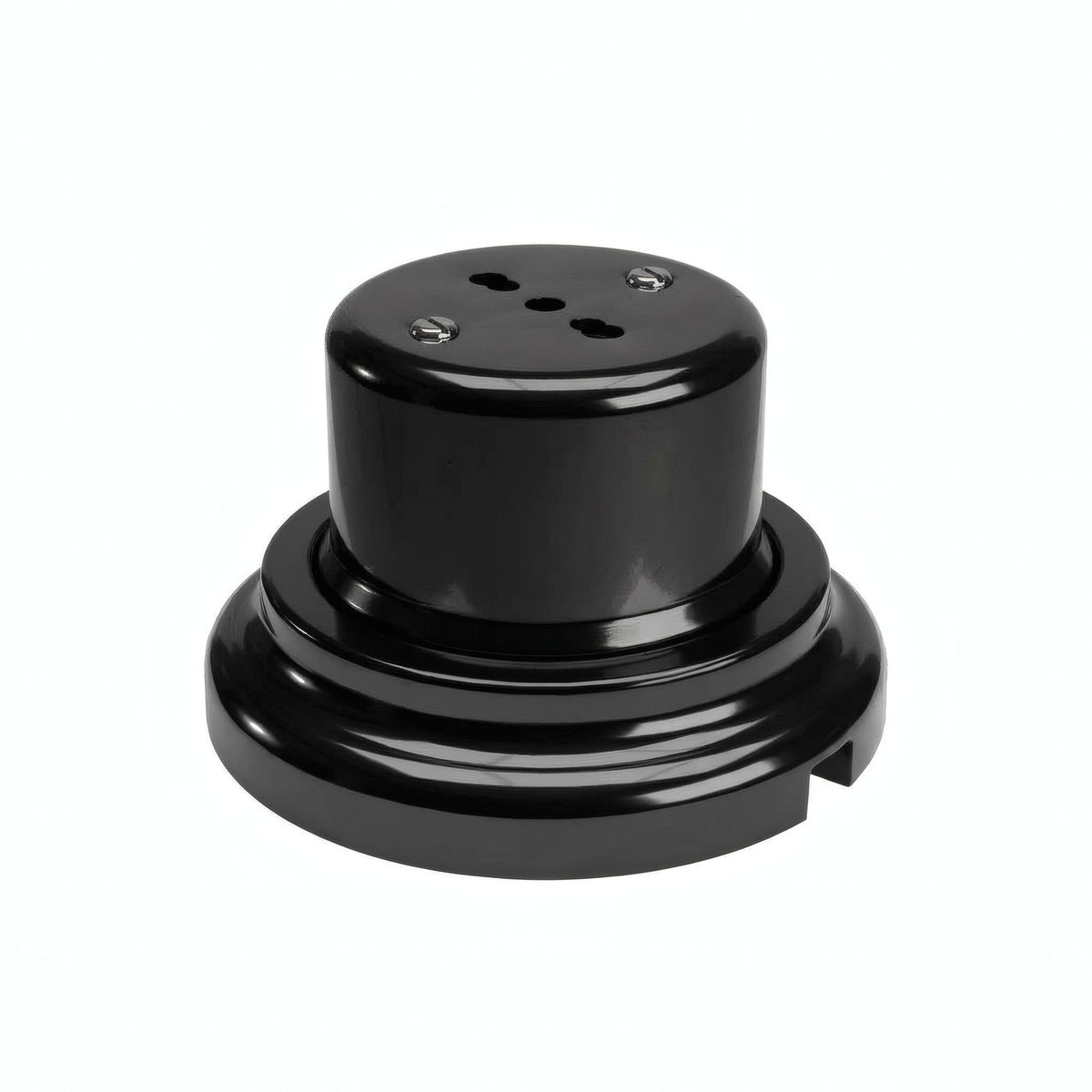 Porcelain wall socket and base kit — Italian 2P+T 10/16 A / Black / Flat Ø 100 mm