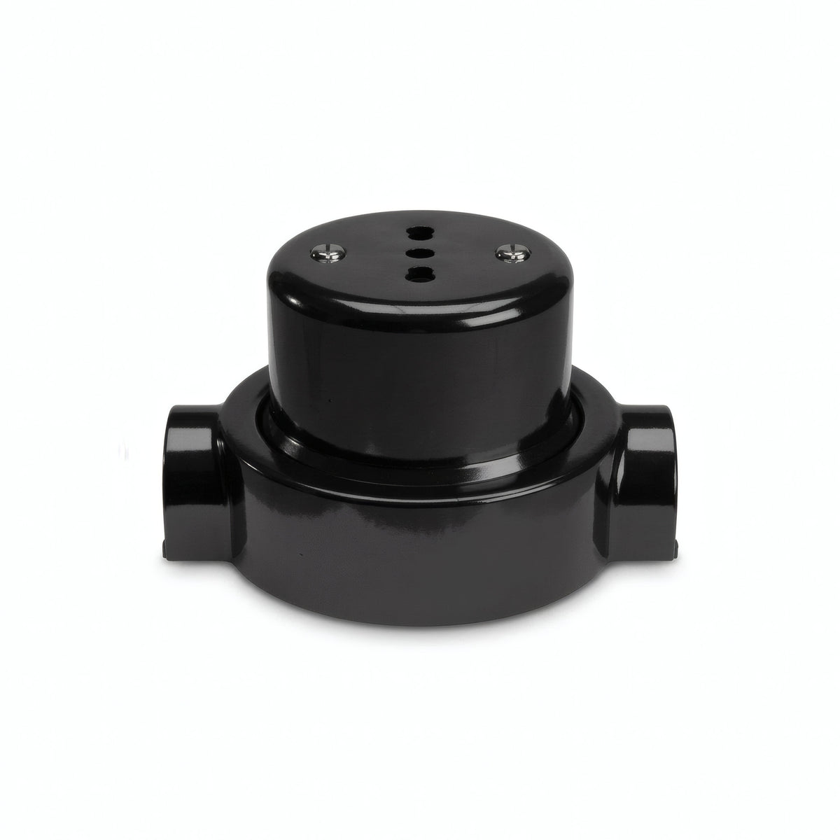 Porcelain wall socket and base kit — Italian 2P+T 10/16 A / Black / 2 conduit entries in line