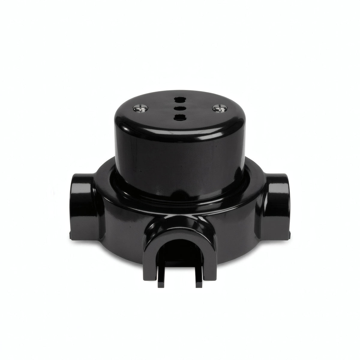 Porcelain wall socket and base kit — Italian 2P+T 10/16 A / Black / 3 conduit entries