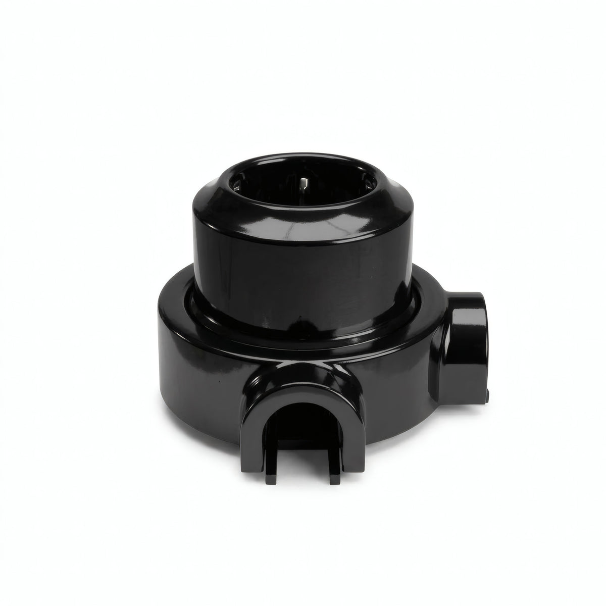 Porcelain wall socket and base kit — Schuko 2P+T 16 A / Black / 2 conduit entries