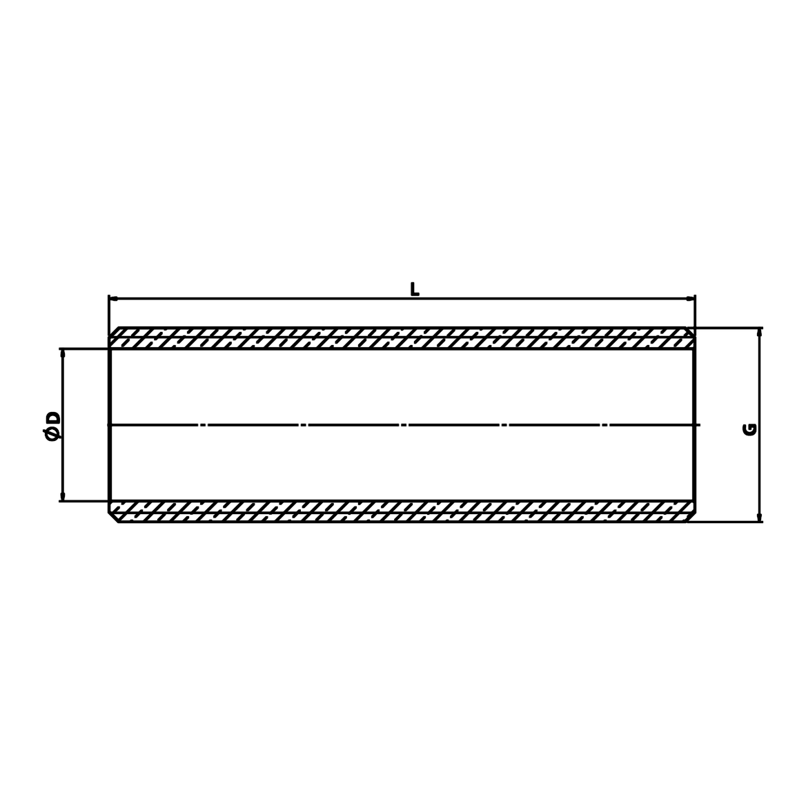 Dimensioned technical drawing: brass threaded wall-through pipe (ref. 2310)