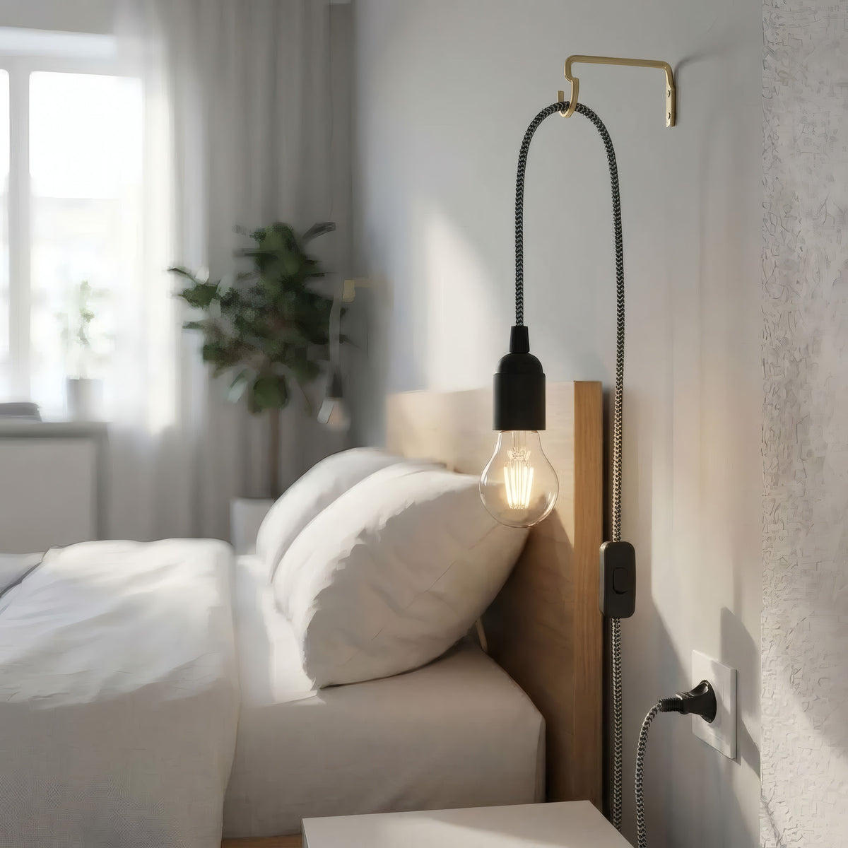 Zigzag fabric cable pendant light, room setting