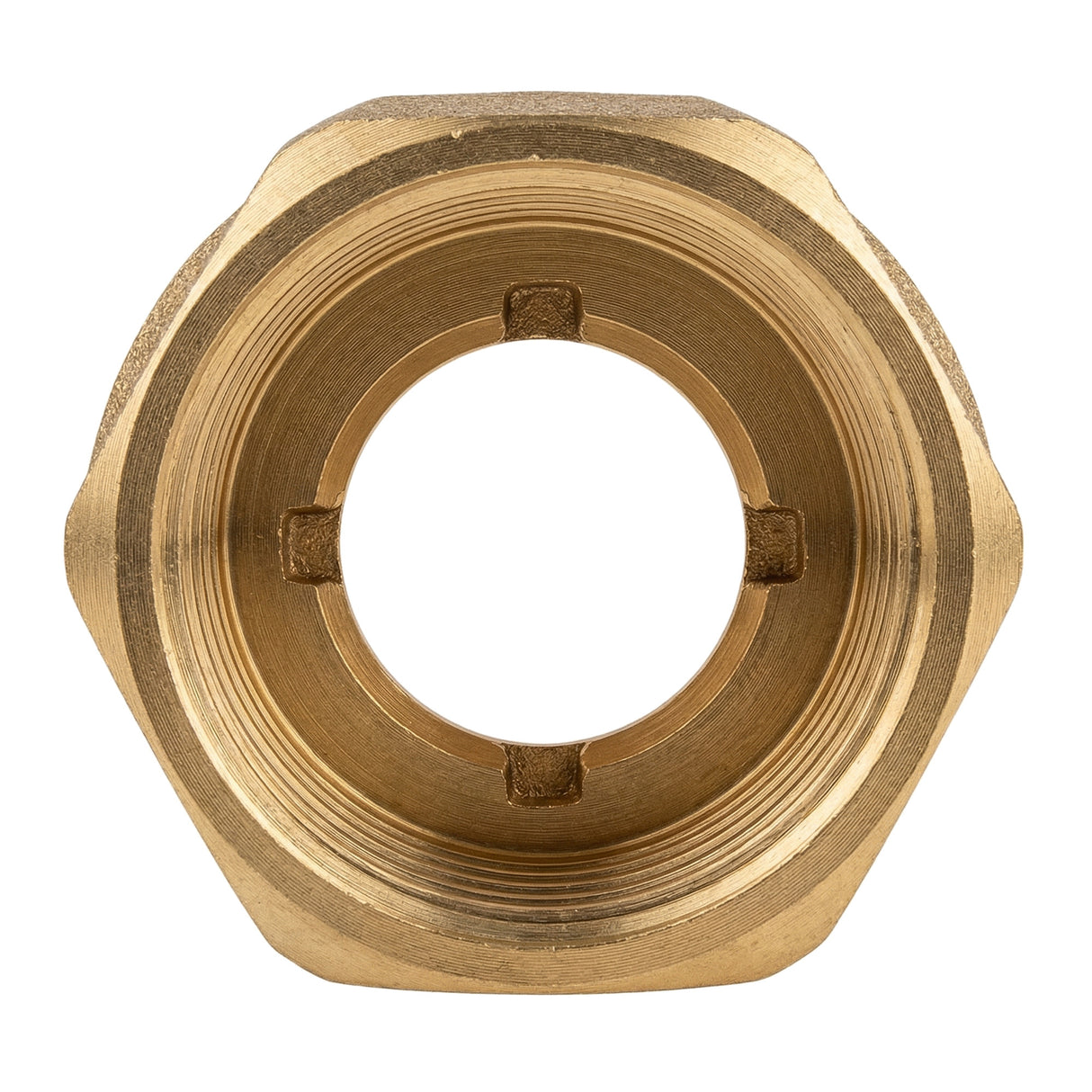 Female-to-female reducing brass sleeve CW617N BSP - front view