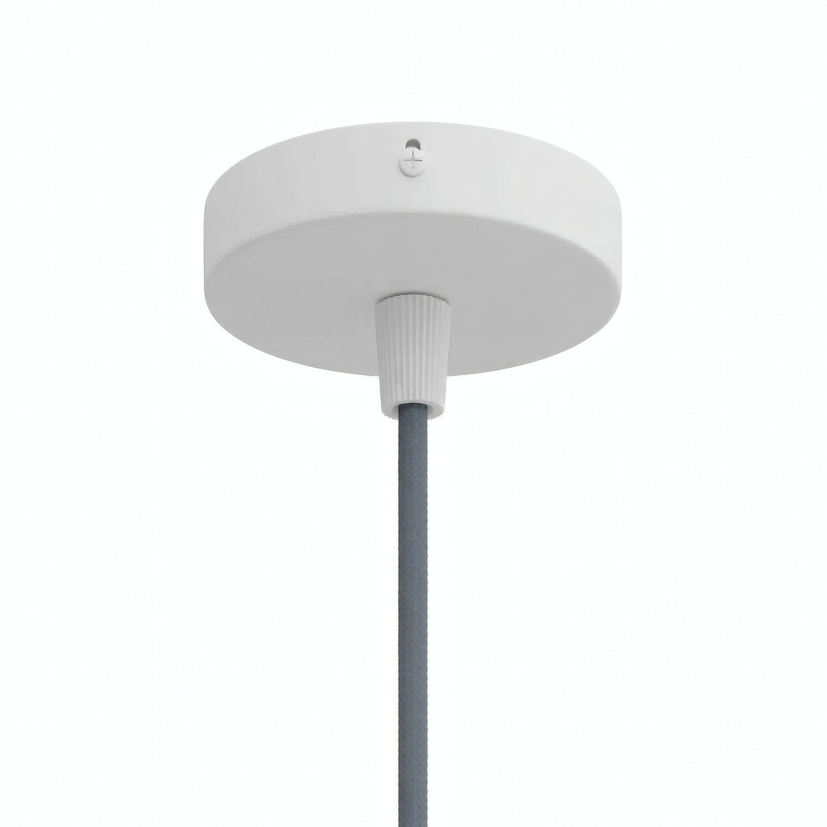Mini cylindrical metal ceiling rose, Ø 83 mm — 1 central hole / Conical thermoplastic / Matt white