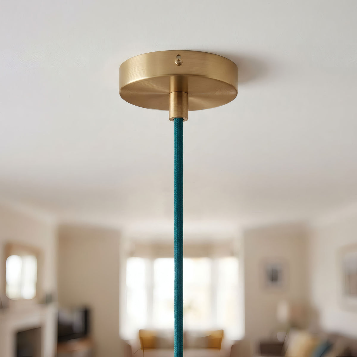 Mini cylindrical metal ceiling rose, Ø 83 mm — 1 central hole / Conical thermoplastic / Satin bronze