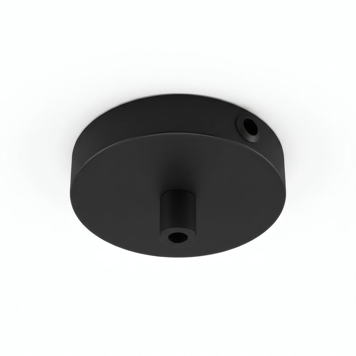 Mini cylindrical metal ceiling rose, Ø 83 mm — 1 central hole and 2 side holes / Cylindrical metal / Black