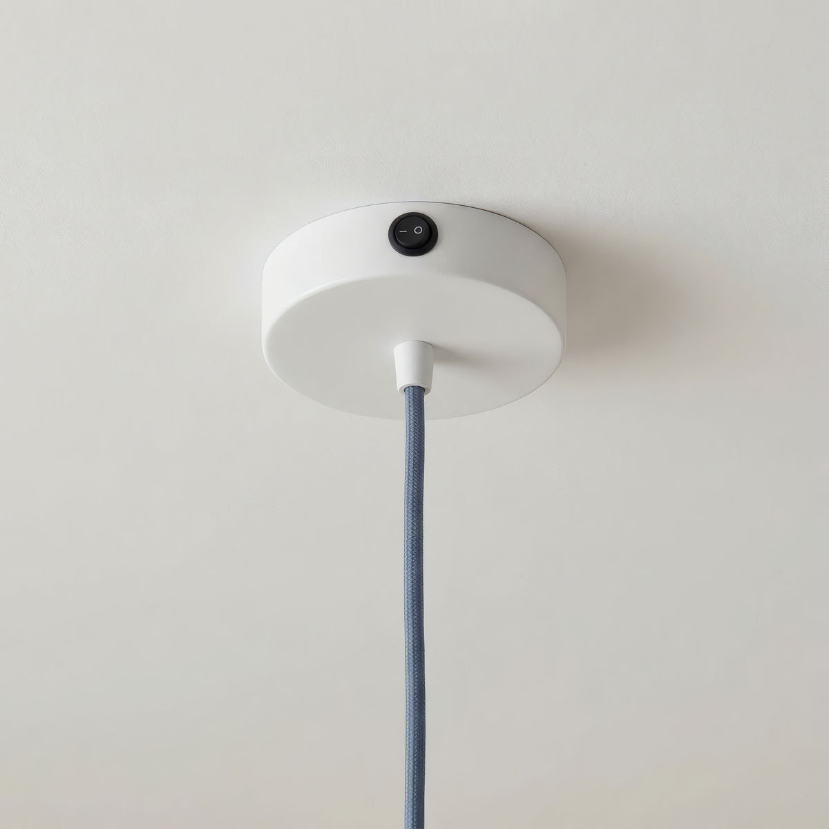 Mini cylindrical metal ceiling rose with a switch, Ø 83 mm — Matt white