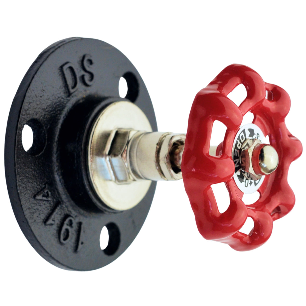 Red Valve Wheel Hook - decorative red cast iron valve wheel