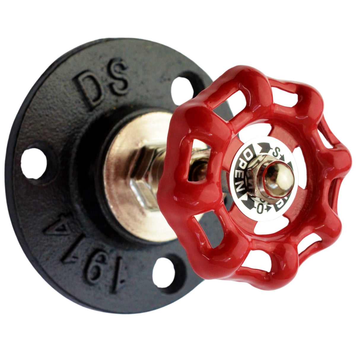 Red Valve Wheel Hook - decorative red cast iron valve wheel - view 3