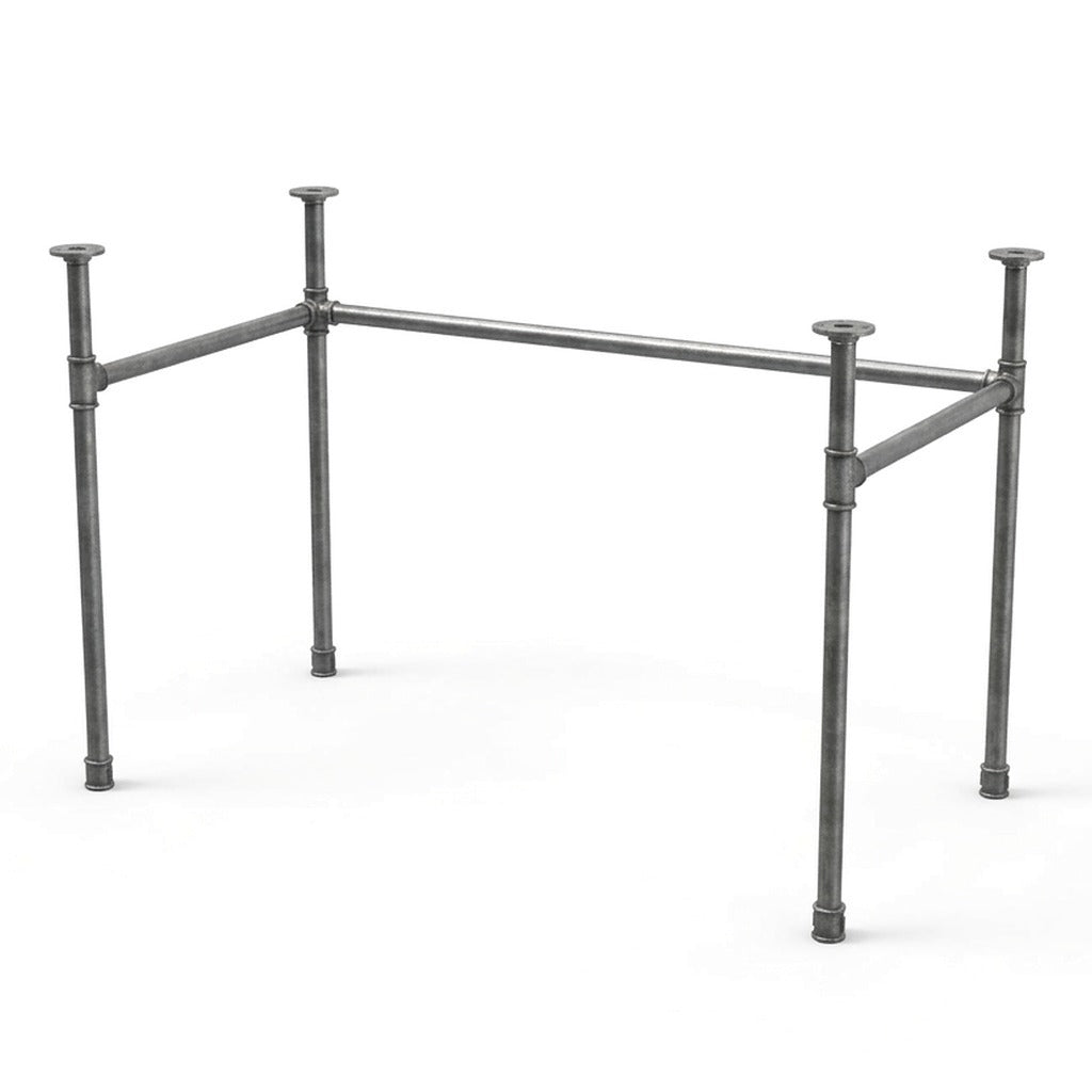 U-frame desk base with high rail, cast iron and steel Ø 27 mm, three-quarter view on white background (top not included)