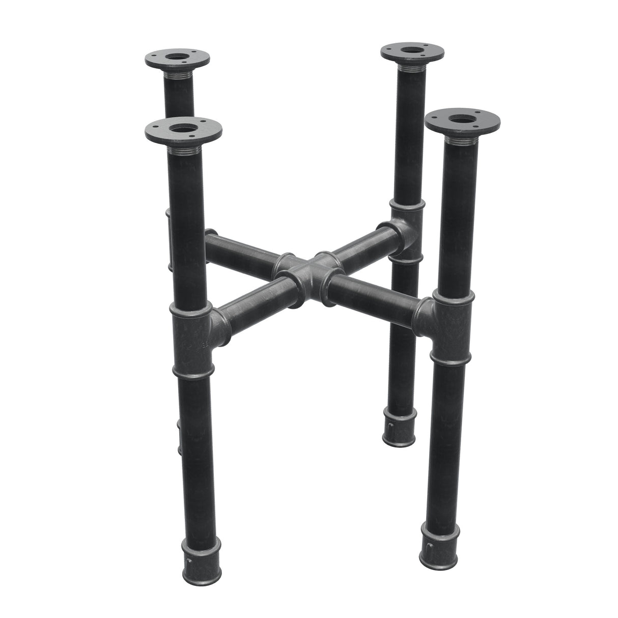 Coffee table base, cross legs, cast iron and steel Ø 34 mm, 46 × 46 cm, height 52 cm