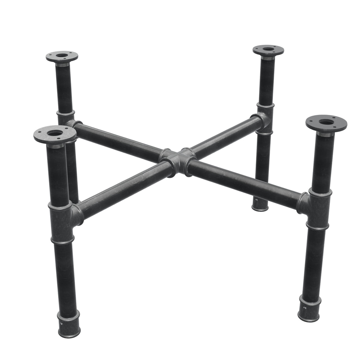 Coffee table base, cross legs, cast iron and steel Ø 34 mm, 76 × 76 cm, height 42 cm