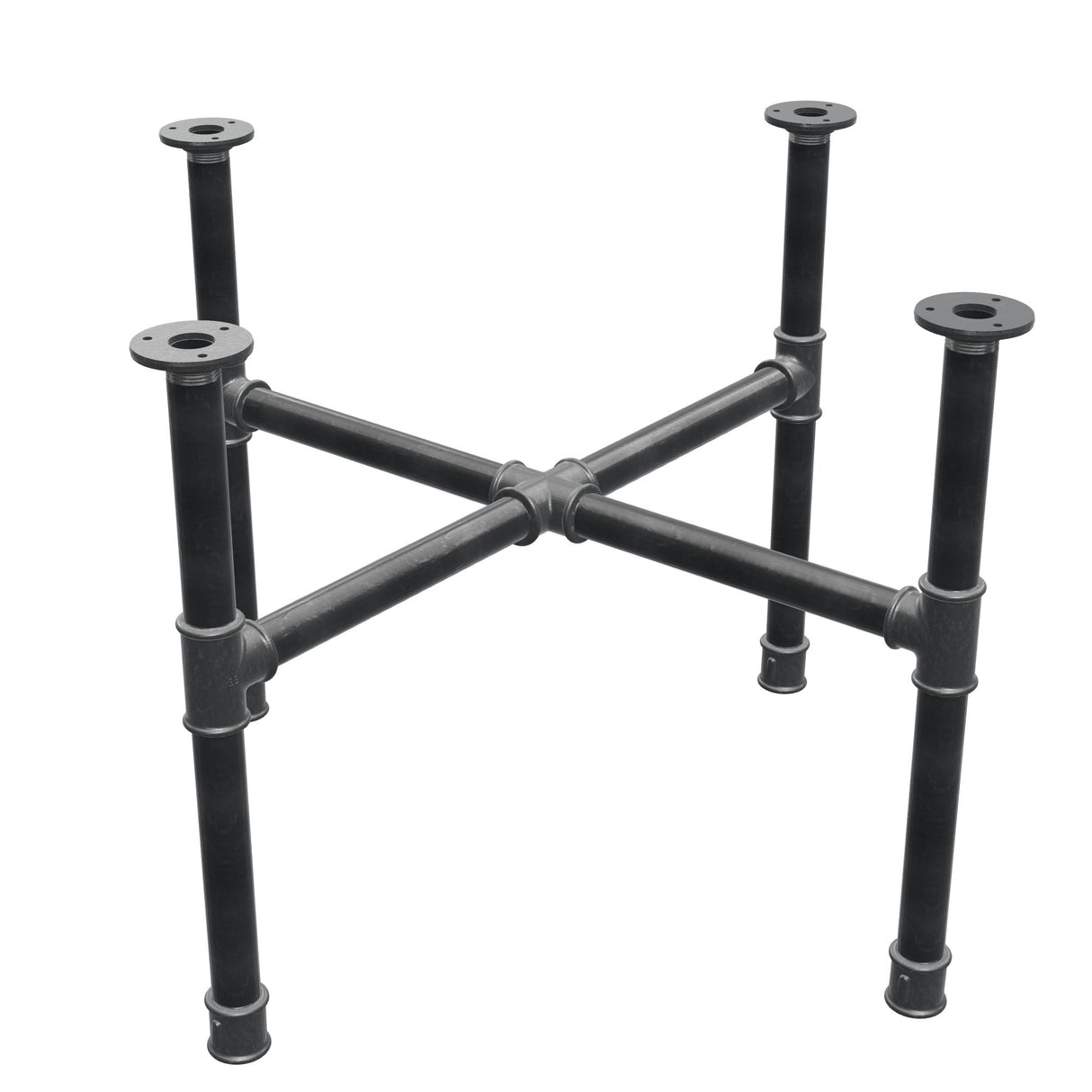 Coffee table base, cross legs, cast iron and steel Ø 34 mm, 76 × 76 cm, height 52 cm