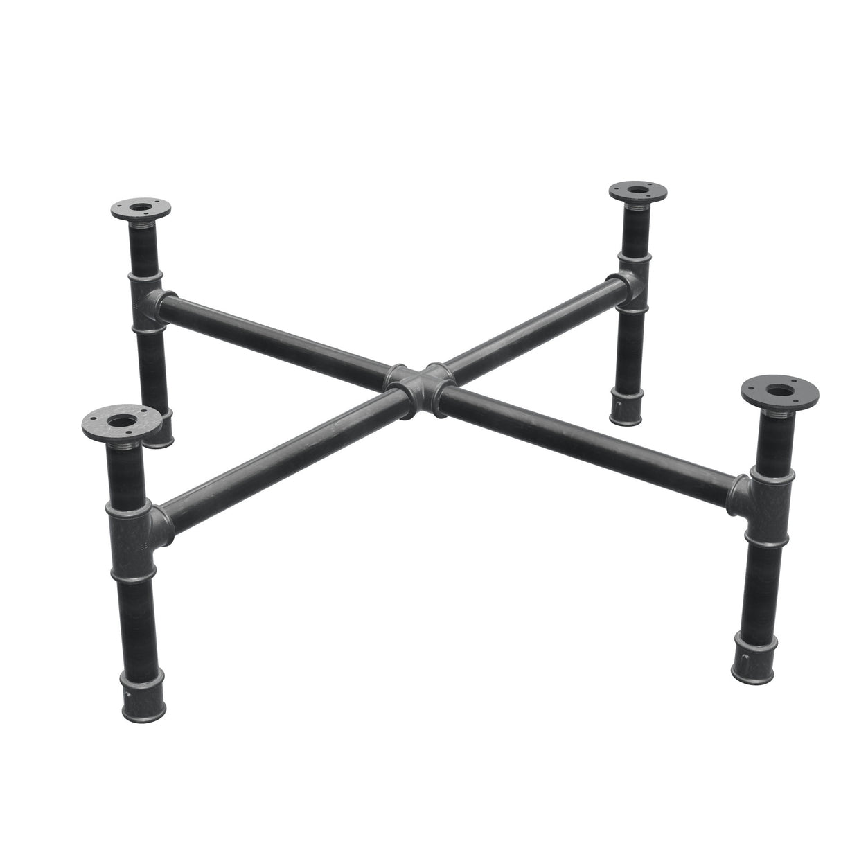 Coffee table base, cross legs, cast iron and steel Ø 34 mm, 96 × 96 cm, height 32 cm