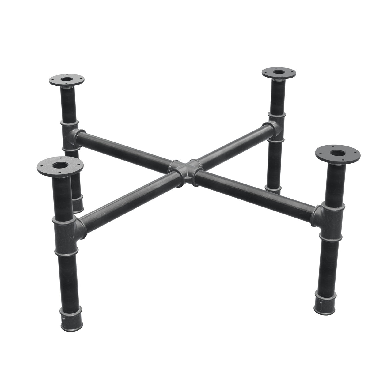 Coffee table base, cross legs, cast iron and steel Ø 42 mm, 101 × 101 cm, height 44 cm