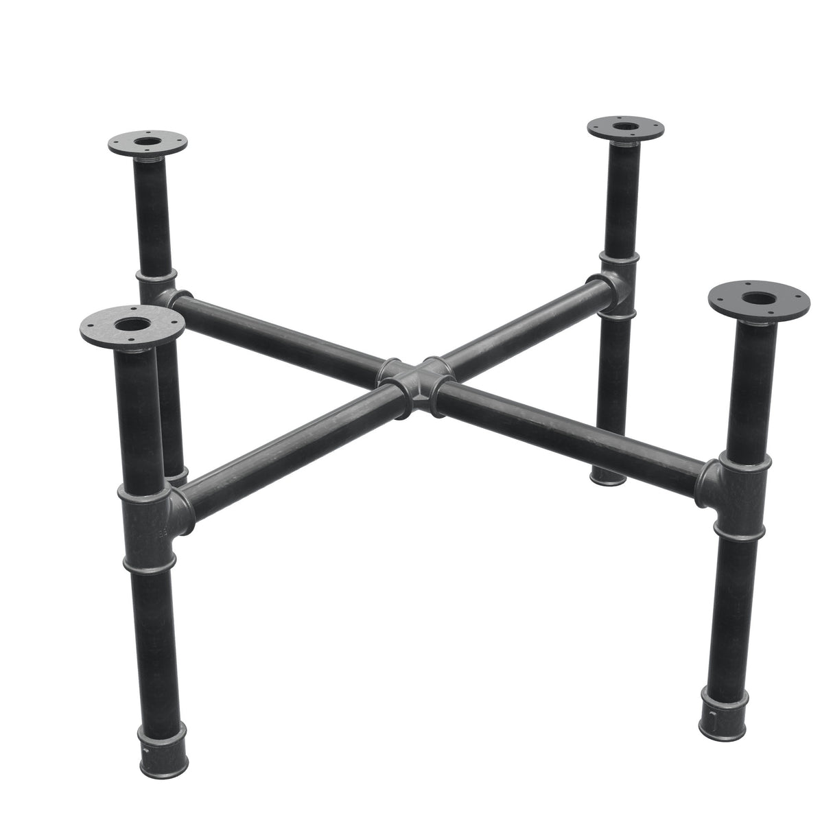 Coffee table base, cross legs, cast iron and steel Ø 42 mm, 101 × 101 cm, height 54 cm
