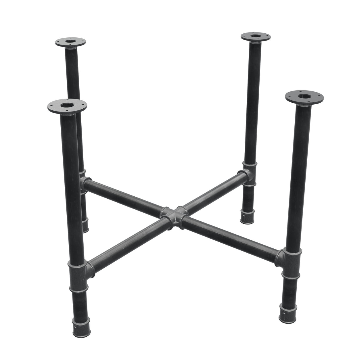 Dining table base, cross legs, cast iron and steel Ø 42 mm, 101 × 101 cm, height 74 cm