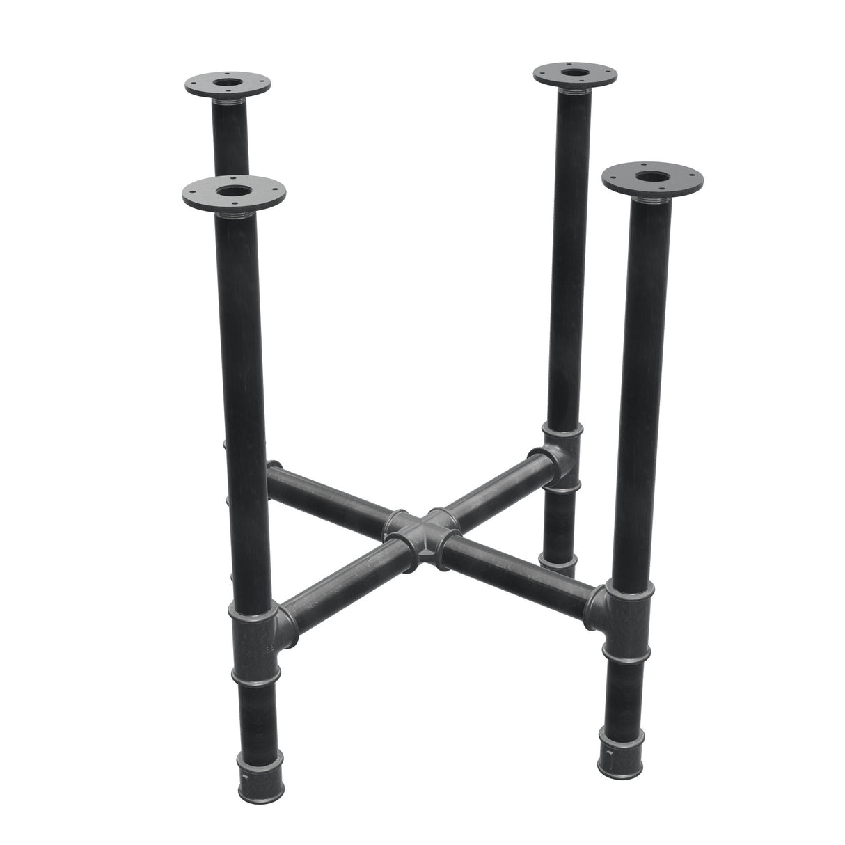 Dining table base, cross legs, cast iron and steel Ø 42 mm, 71 × 71 cm, height 74 cm