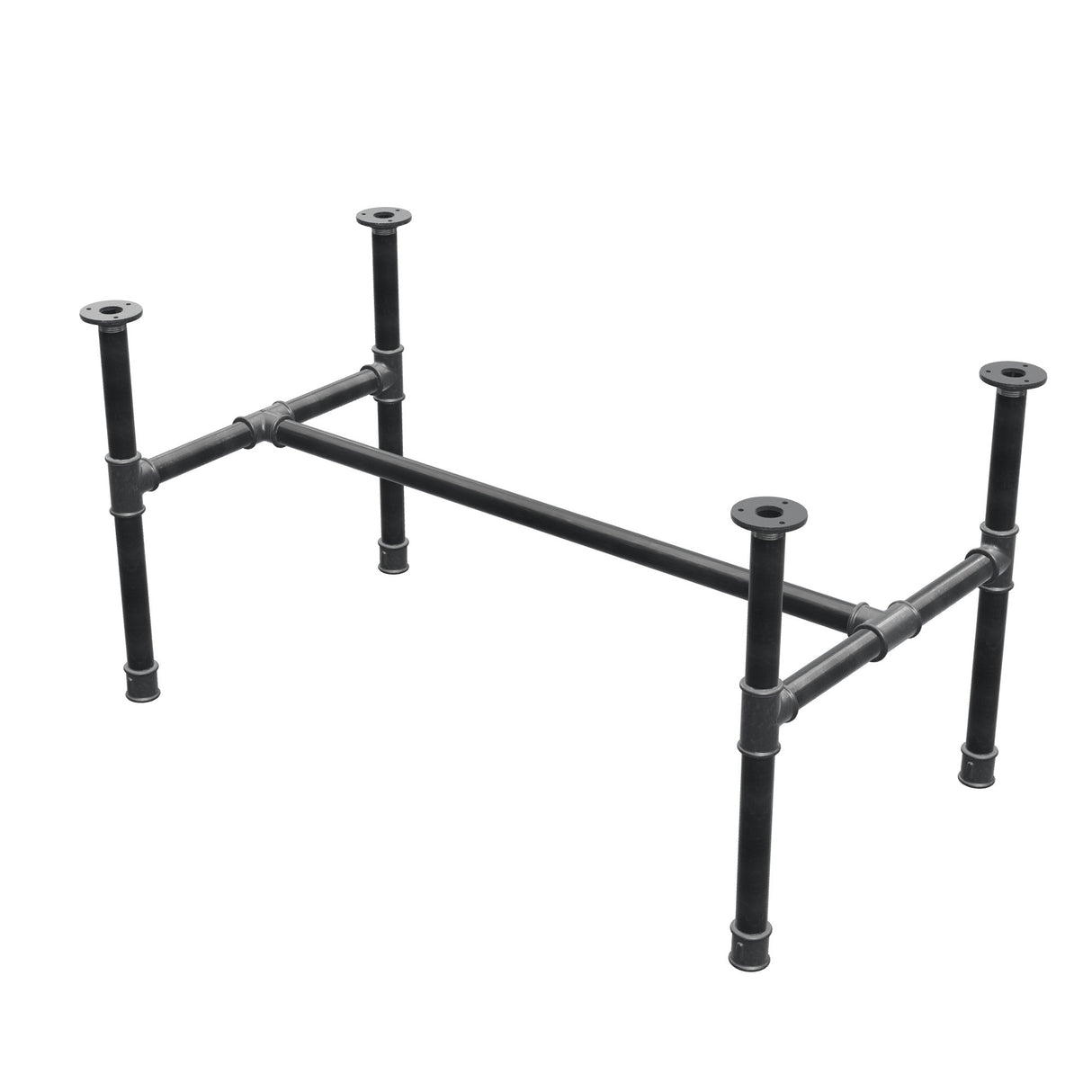 Coffee table base, H-frame, cast iron and steel Ø 34 mm, 102 × 56 cm, height 52 cm