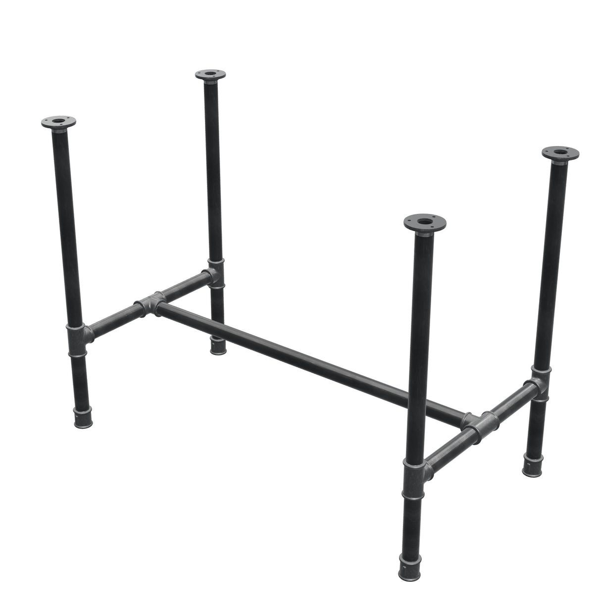Dining table base, H-frame, cast iron and steel Ø 34 mm, 102 × 56 cm, height 75 cm