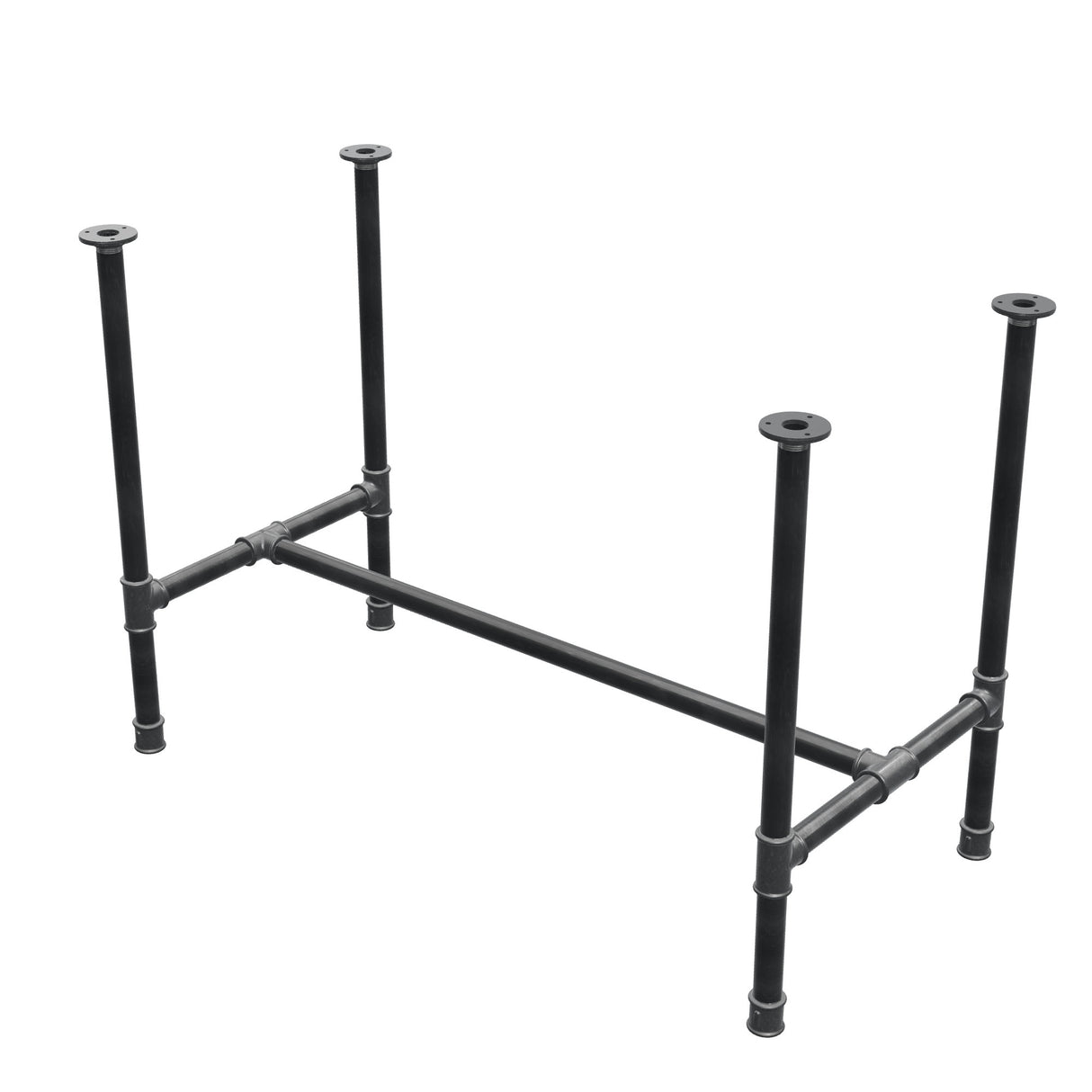 Dining table base, H-frame, cast iron and steel Ø 34 mm, 112 × 56 cm, height 75 cm