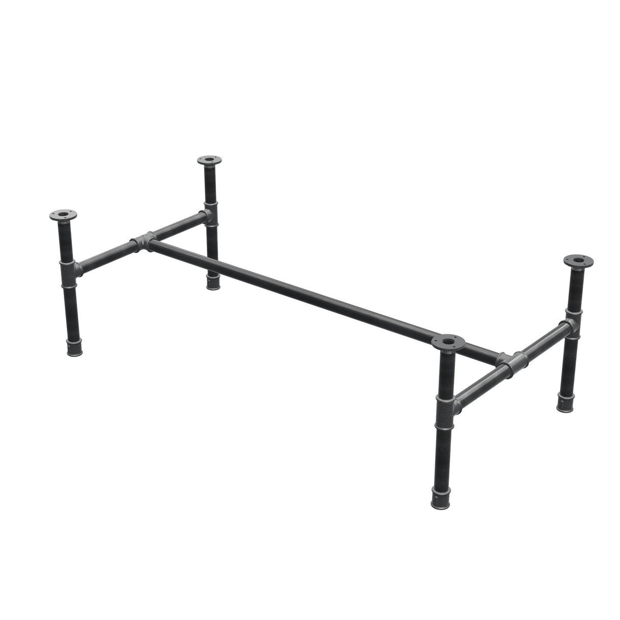 Coffee table base, H-frame, cast iron and steel Ø 34 mm, 132 × 66 cm, height 42 cm