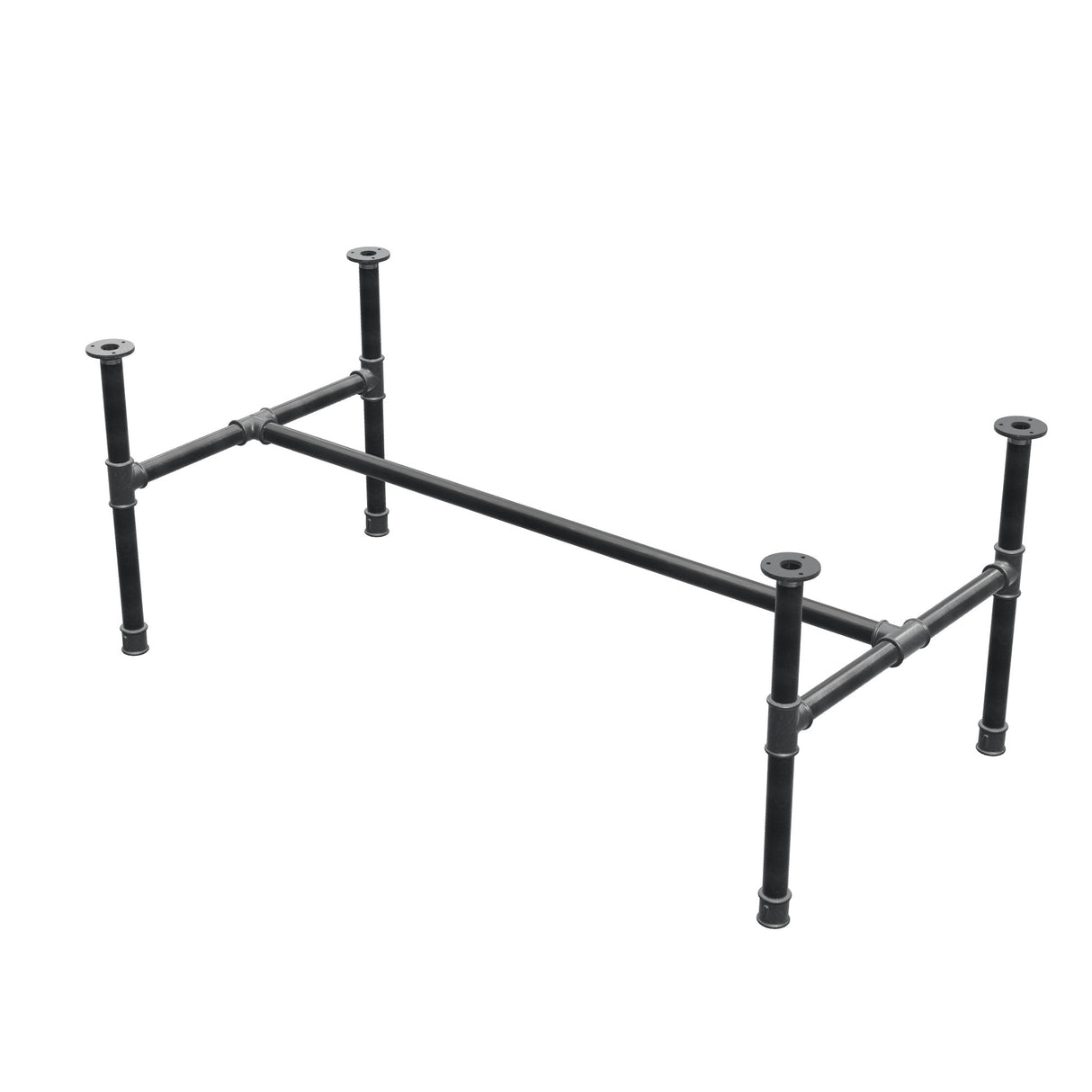 Coffee table base, H-frame, cast iron and steel Ø 34 mm, 132 × 66 cm, height 52 cm