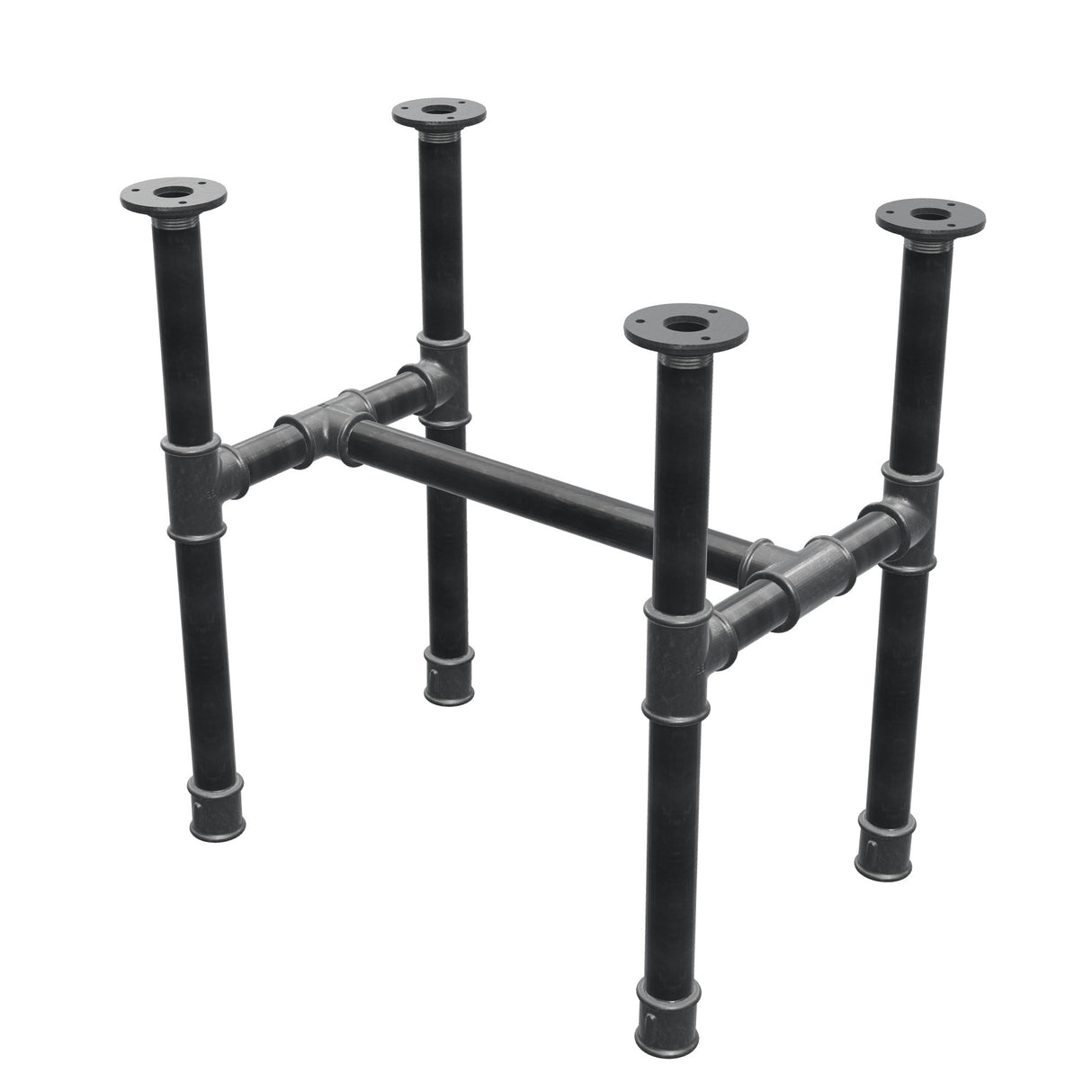 Coffee table base, H-frame, cast iron and steel Ø 34 mm, 52 × 36 cm, height 52 cm