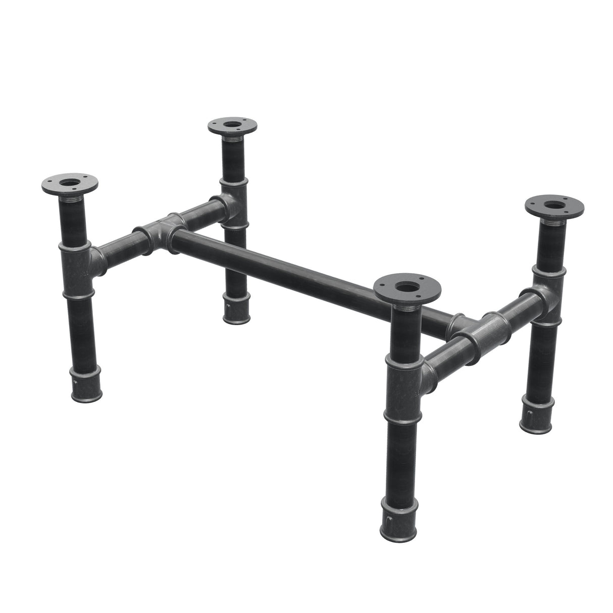 Coffee table base, H-frame, cast iron and steel Ø 34 mm, 62 × 40 cm, height 32 cm