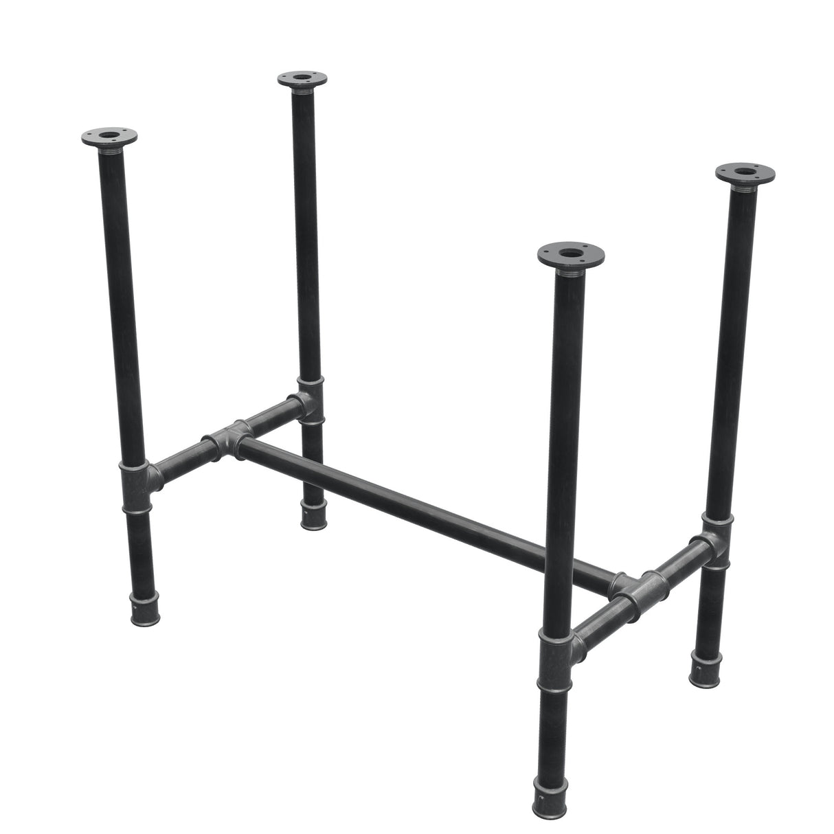 Dining table base, H-frame, cast iron and steel Ø 34 mm, 82 × 46 cm, height 75 cm
