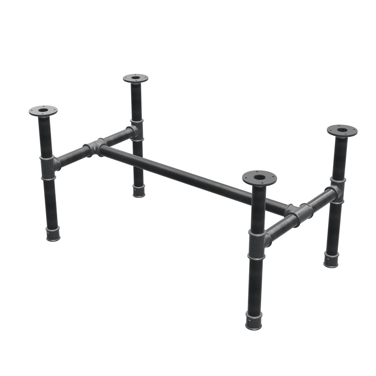 Coffee table base, H-frame, cast iron and steel Ø 42 mm, 106 × 61 cm, height 54 cm