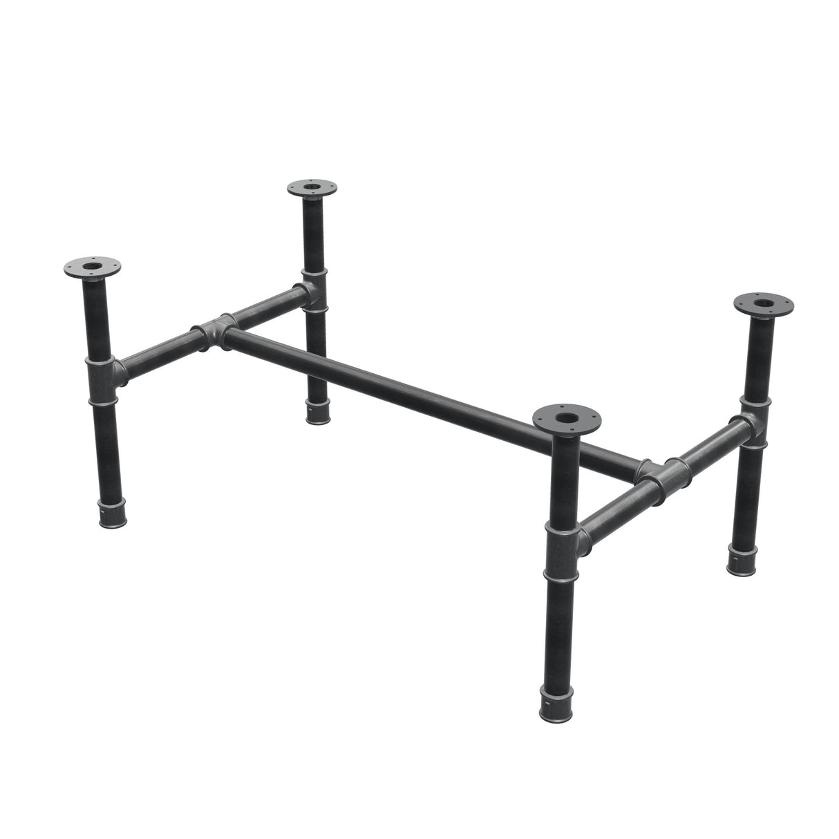 Coffee table base, H-frame, cast iron and steel Ø 42 mm, 116 × 71 cm, height 54 cm