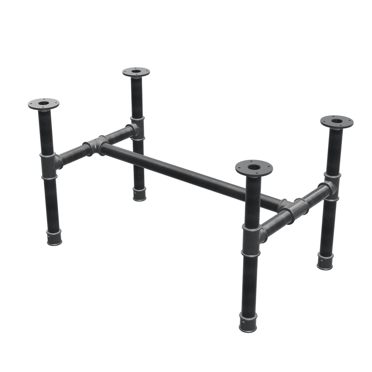 Coffee table base, H-frame, cast iron and steel Ø 42 mm, 96 × 57 cm, height 54 cm