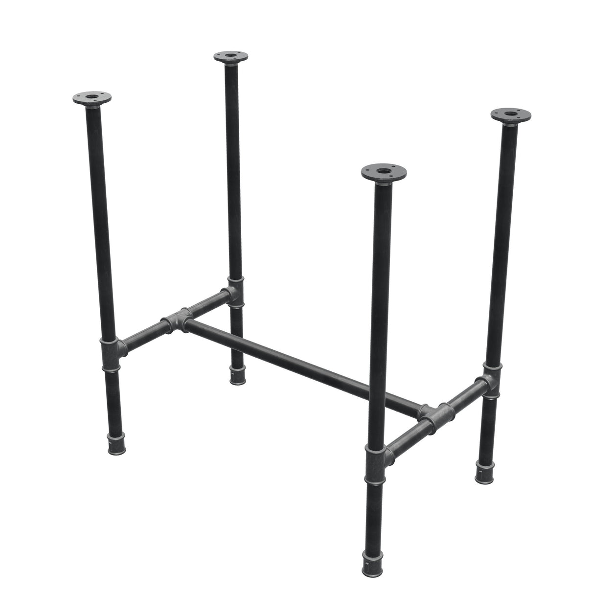 Dining table base, H-frame, cast iron and steel Ø 27 mm, 71 × 45 cm, height 74 cm