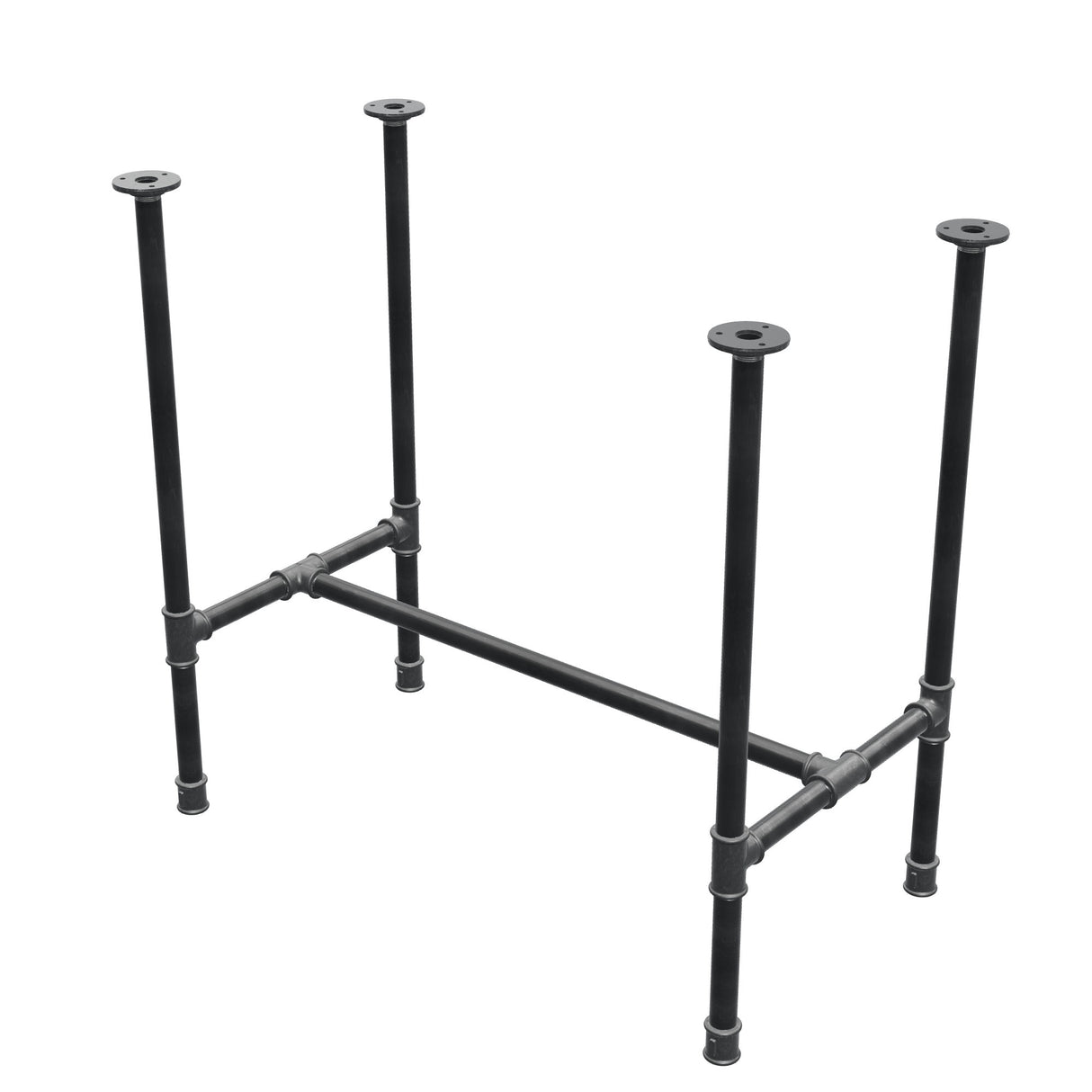 Dining table base, H-frame, cast iron and steel Ø 27 mm, 81 × 45 cm, height 74 cm