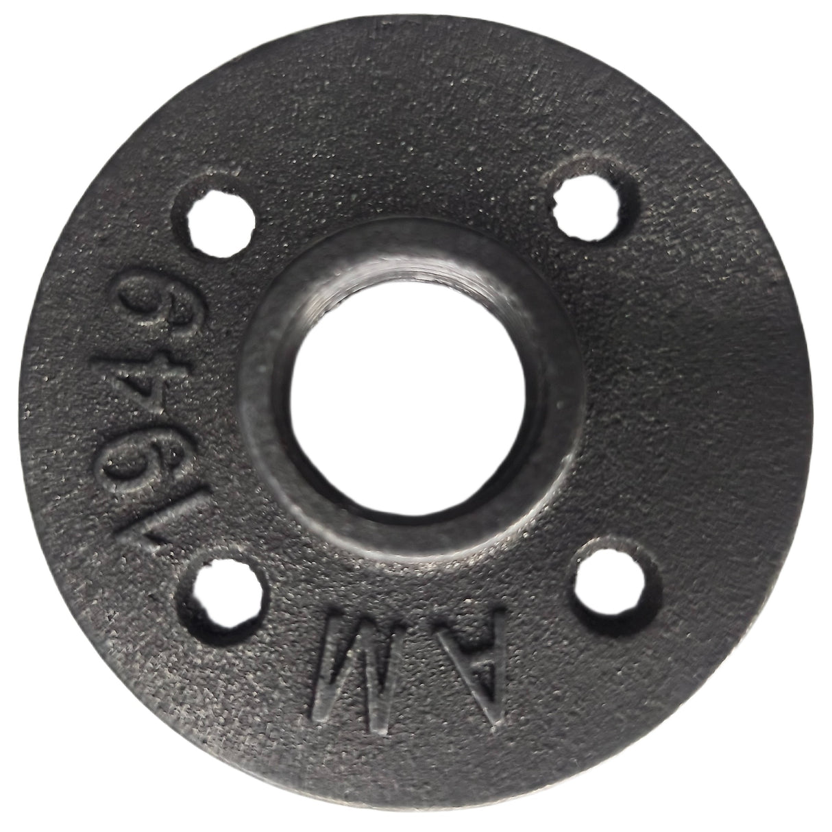 Bride 4 trous 3/4 pouce fonte noire — vue de dessus
