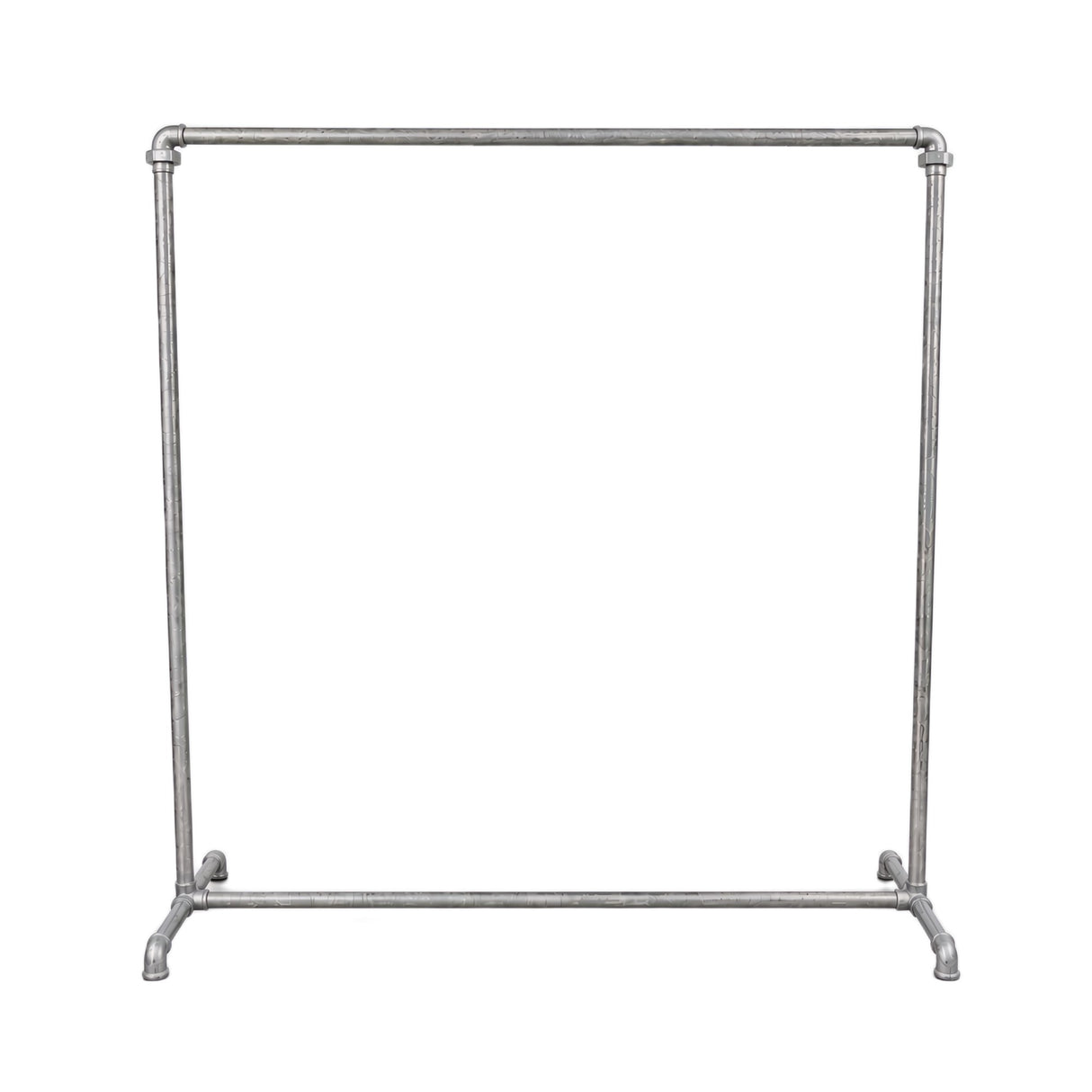 Galvanized industrial rack without clothing - front view