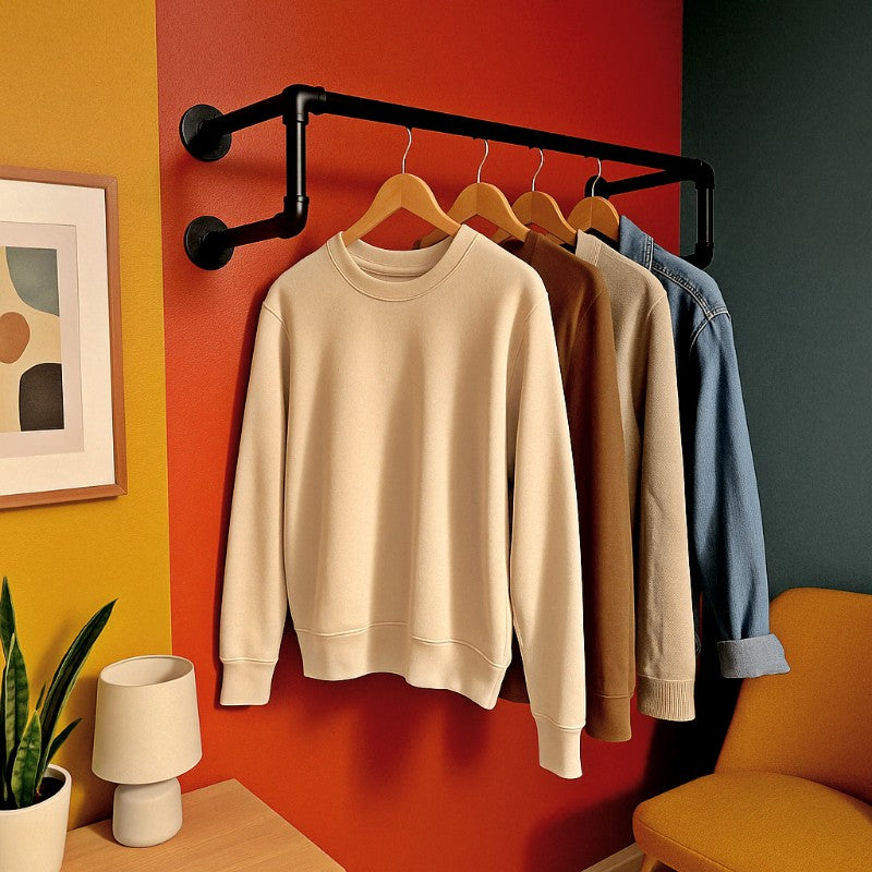 penderie murale style industrielle en tube à visser