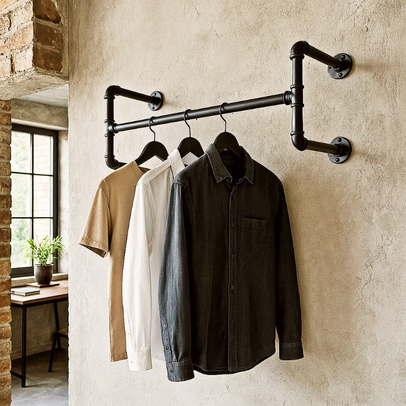 portant mural noir style plomberie