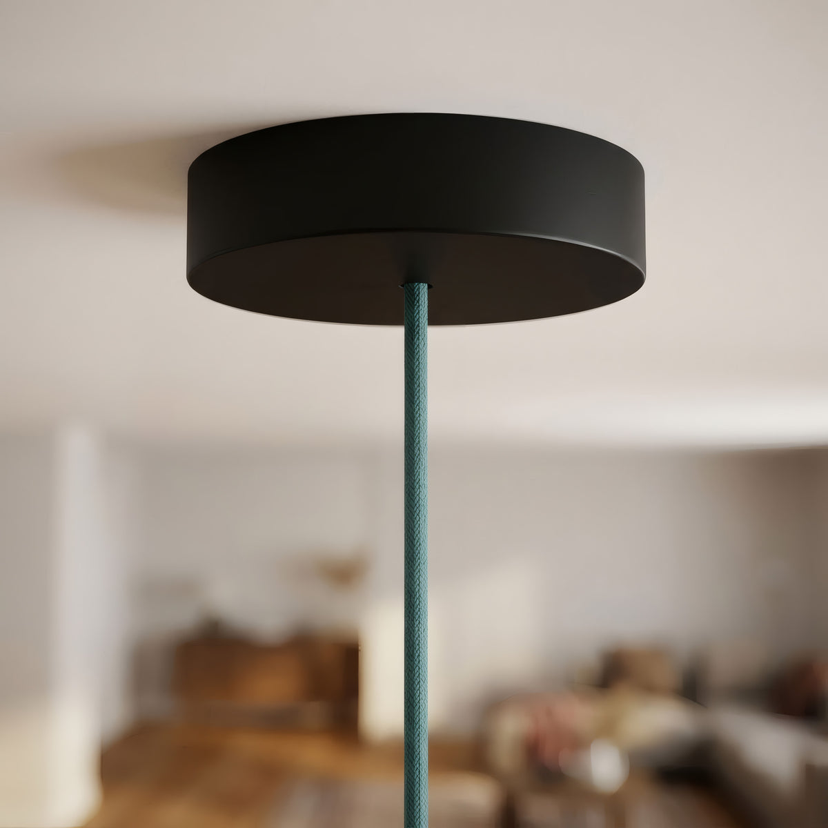 Round wooden ceiling rose, Ø 120 mm — Black