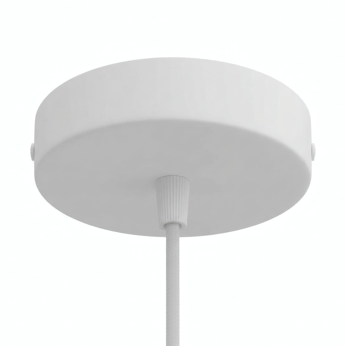 Cylindrical metal ceiling rose, Ø 120 mm — Conical thermoplastic / Matt white