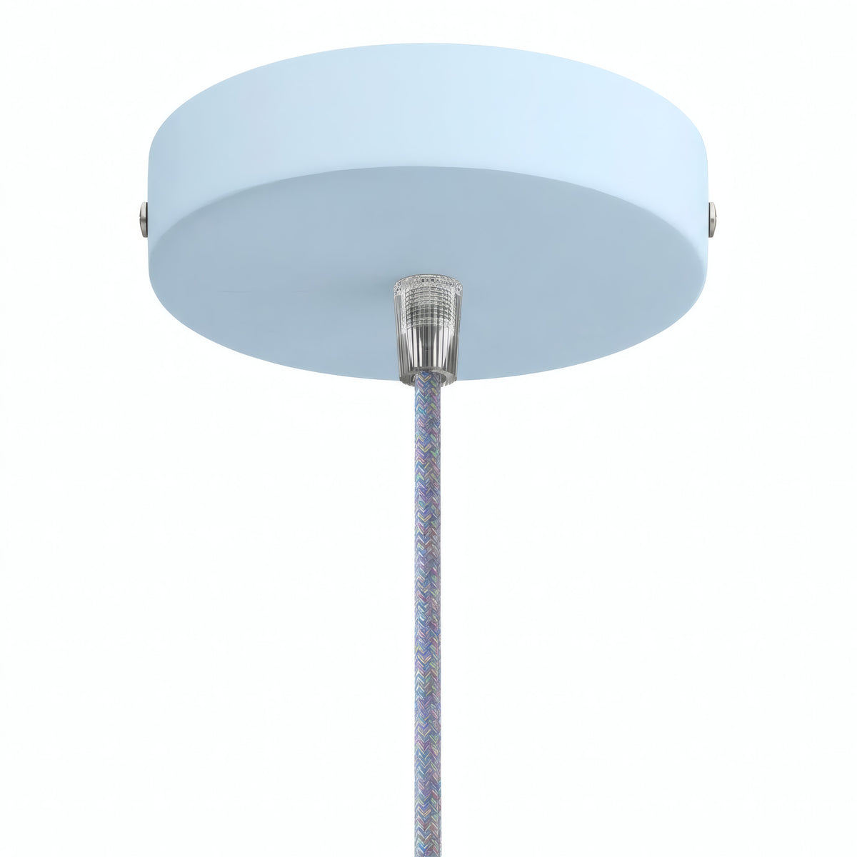 Cylindrical metal ceiling rose, Ø 120 mm — Conical thermoplastic / Sky blue