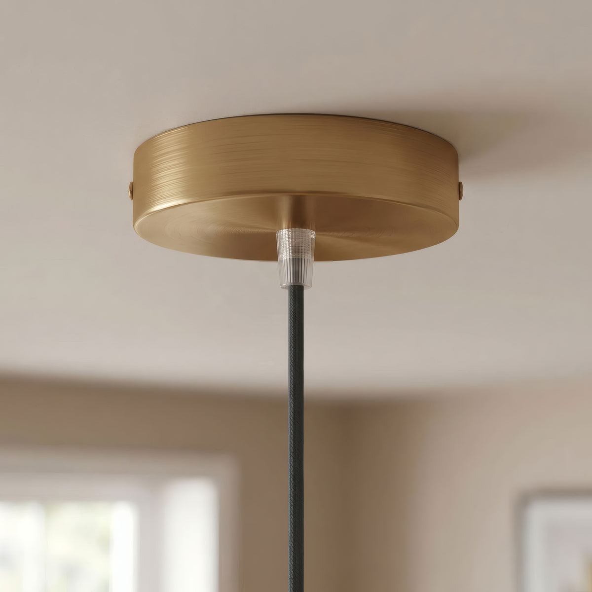 Cylindrical metal ceiling rose, Ø 120 mm — Conical thermoplastic / Satin bronze