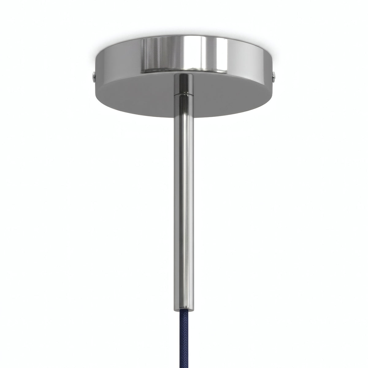 Cylindrical metal ceiling rose with a 15 cm cable grip — Chrome