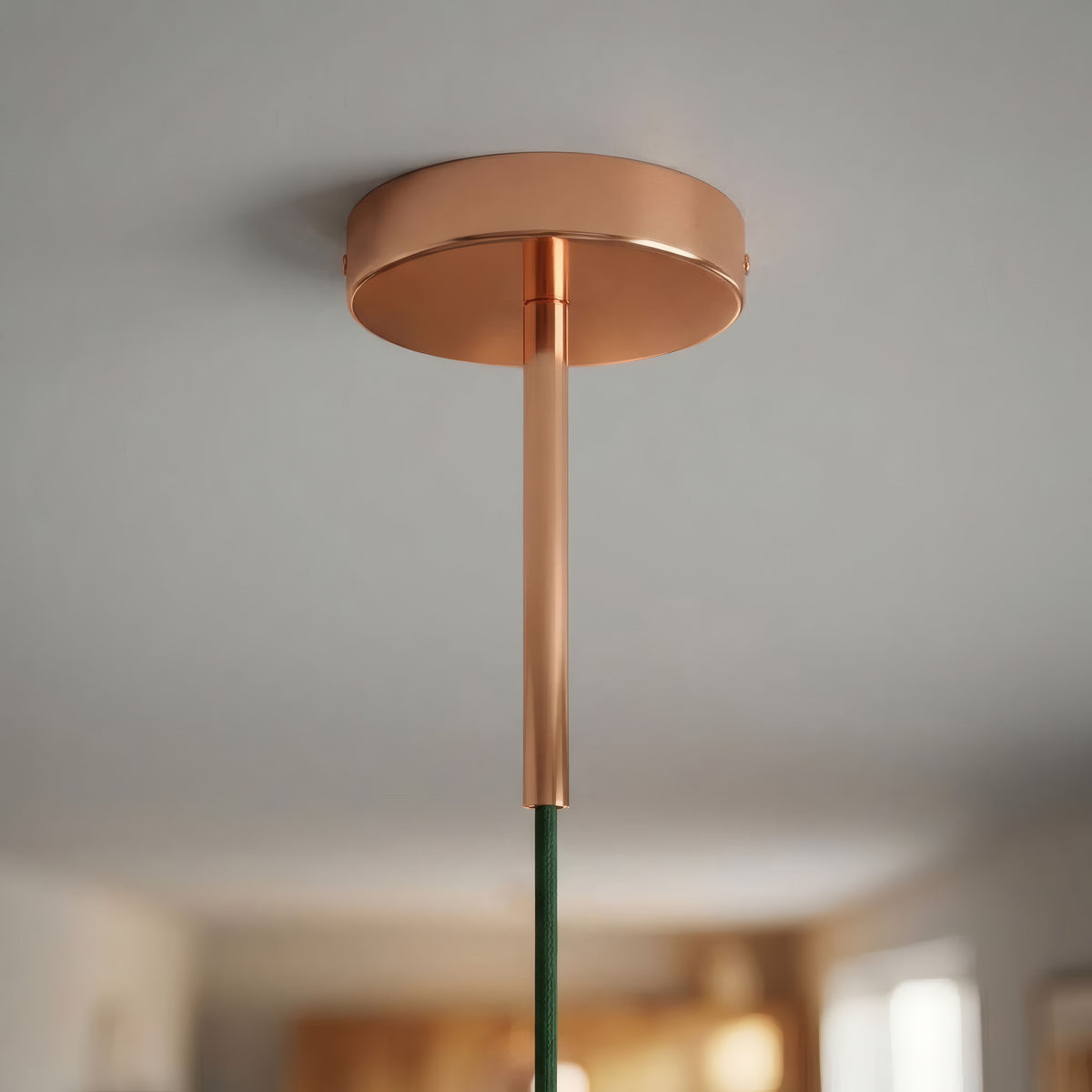 Cylindrical metal ceiling rose with a 15 cm cable grip — Copper