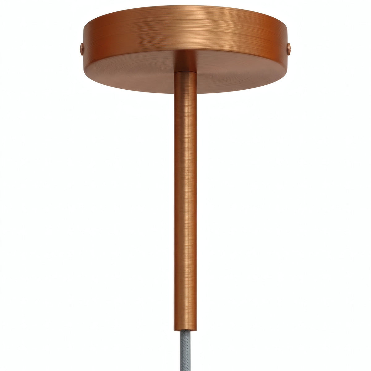 Cylindrical metal ceiling rose with a 15 cm cable grip — Satin copper