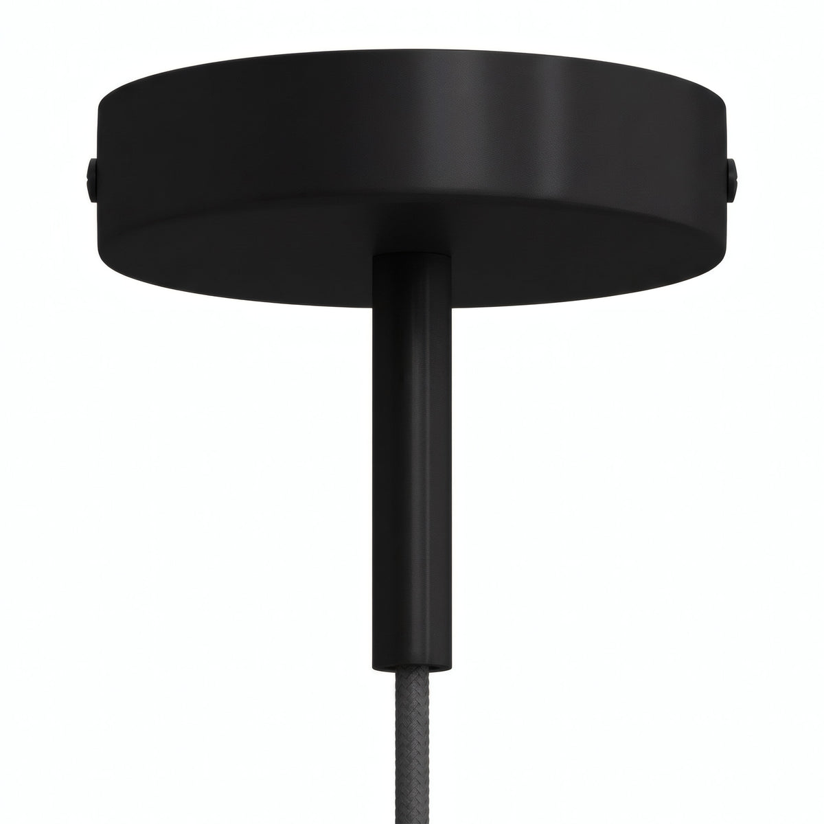Cylindrical metal ceiling rose with a 7 cm cable grip — Black
