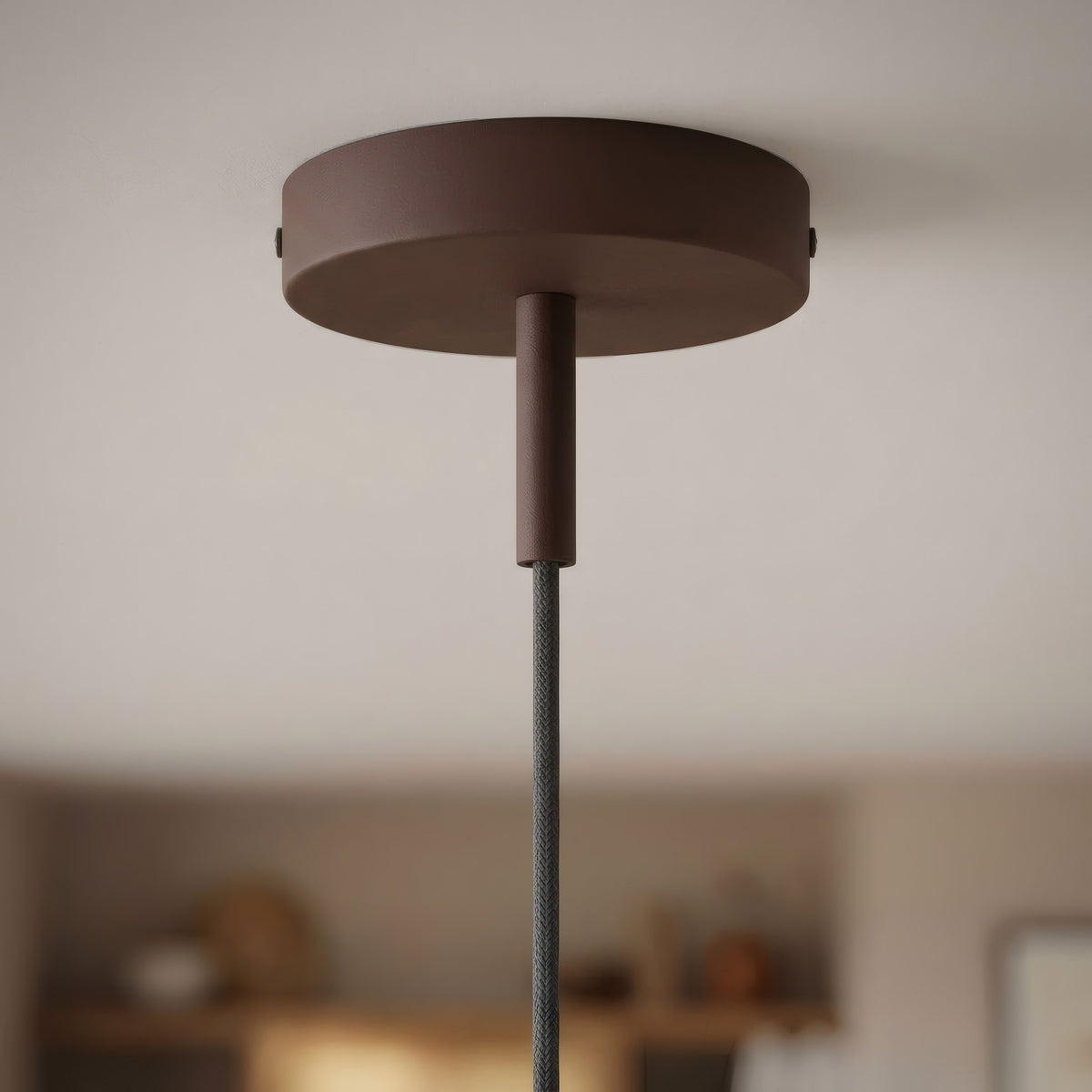Cylindrical metal ceiling rose with a 7 cm cable grip — Rust