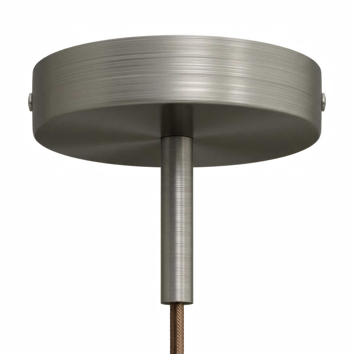 Cylindrical metal ceiling rose with a 7 cm cable grip — Satin titanium