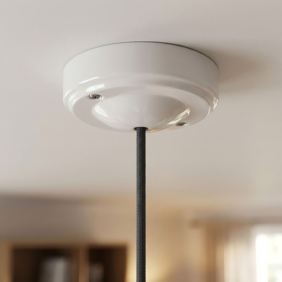 Minimalist porcelain ceiling rose, Ø 100 mm — White